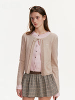 Contrast Layered Bow Knit Cardigan