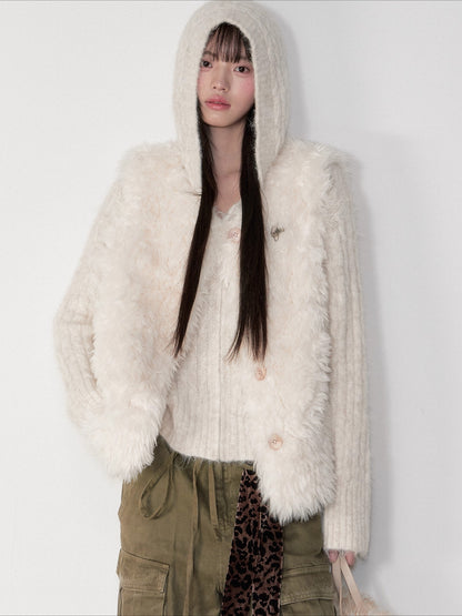 Shearling Logo Pin Curly Vest