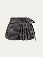 Checkered Ruched Tulip Mini Skirt