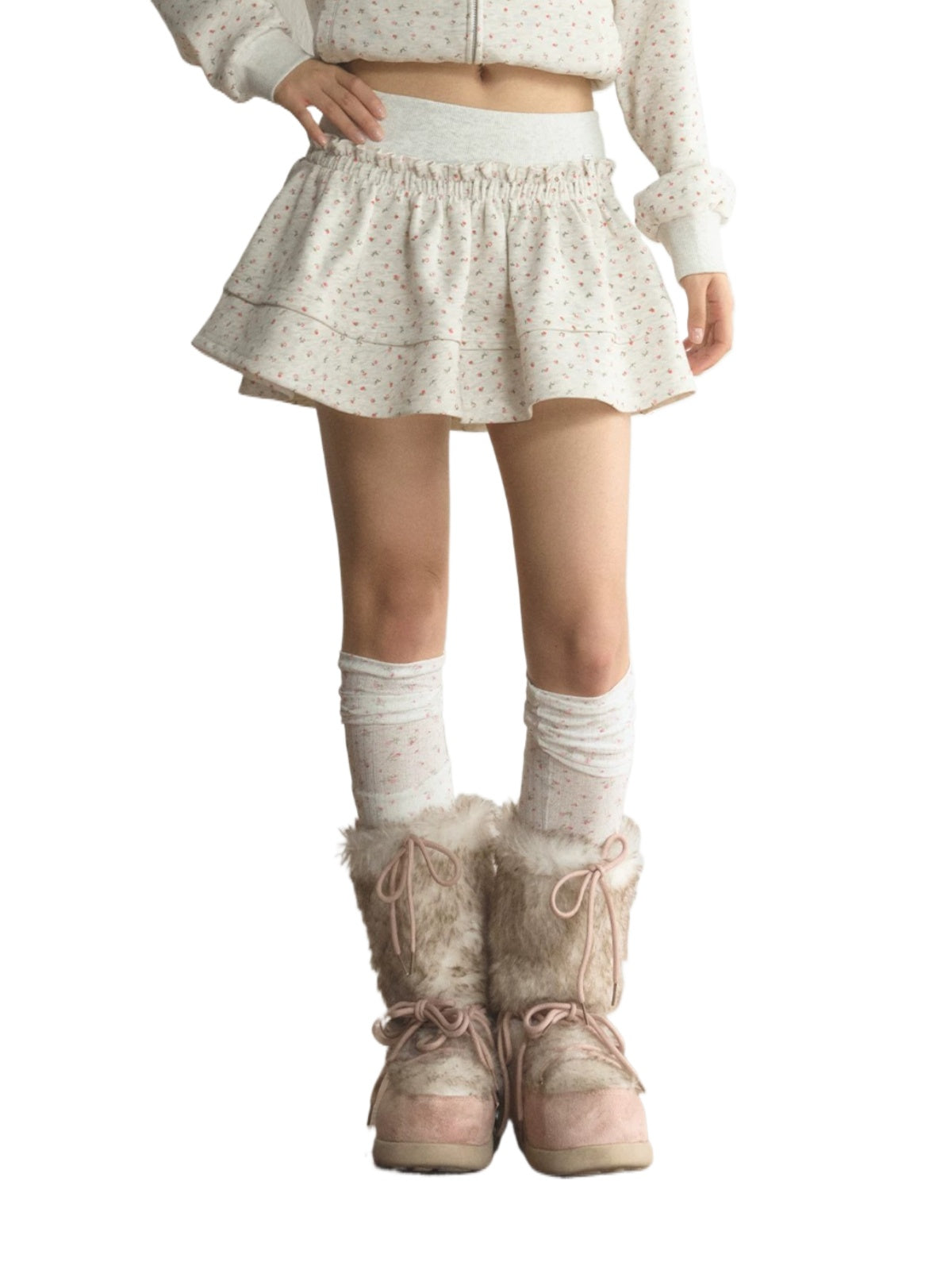 Floral Tiered Ruffle Mini Skort