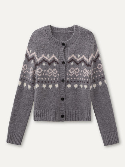 Fair Isle Knit Sweatshirt &amp; Shorts &amp; Scarf Set