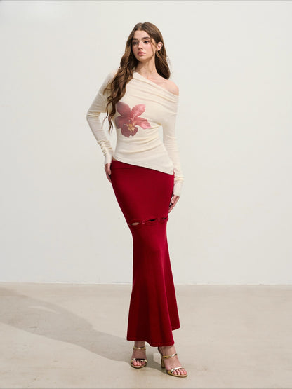 Asymmetrical Knit Top &amp; Mermaid Skirt Set