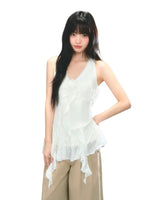 Lace Ruffle V-Neck Tank