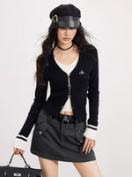 V-Neck Fake Two-piece Knit Top