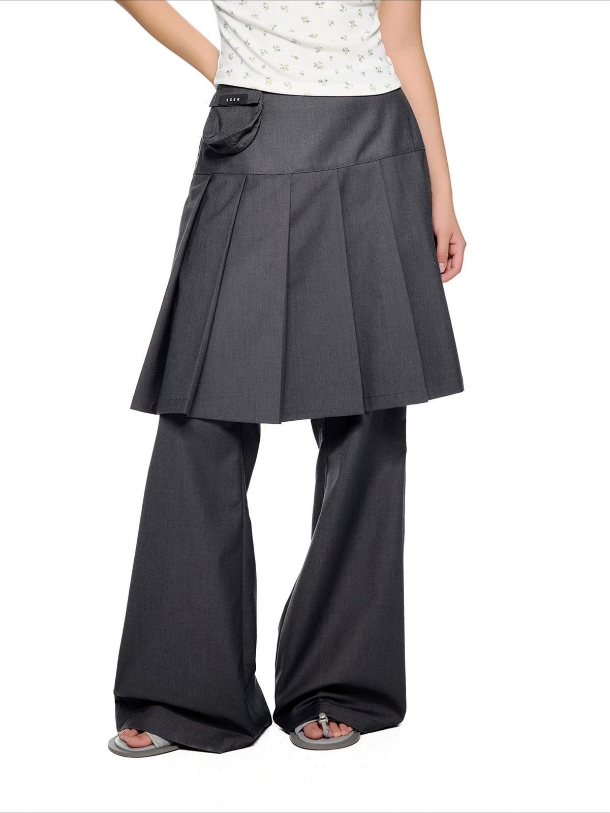 Pleated Skirt Flare Pants