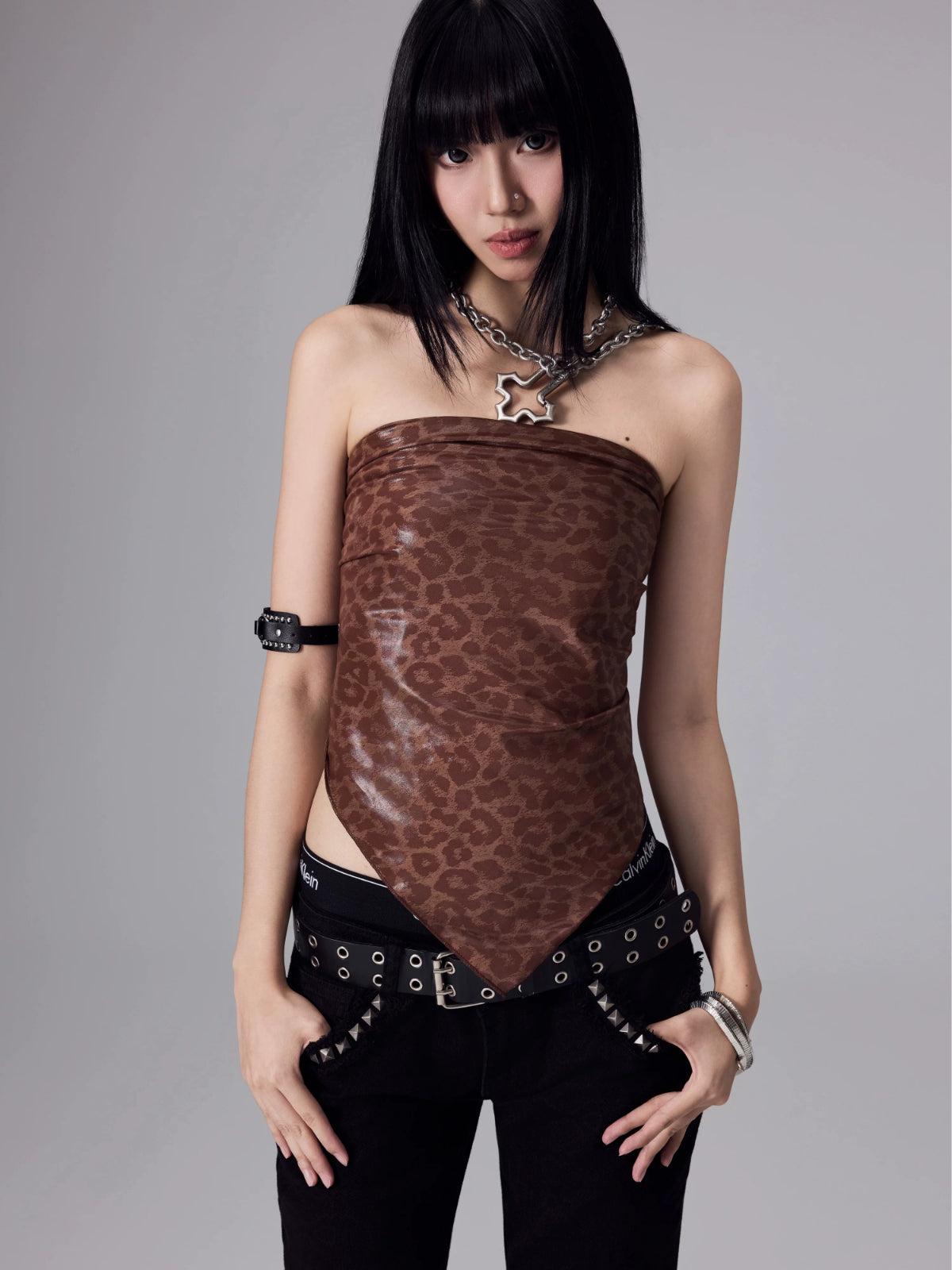 Silk Scarf Print Bandeau Top