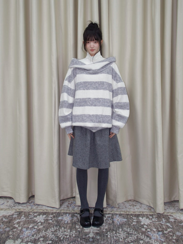 Metallic Striped Reversible Hooded Sweater