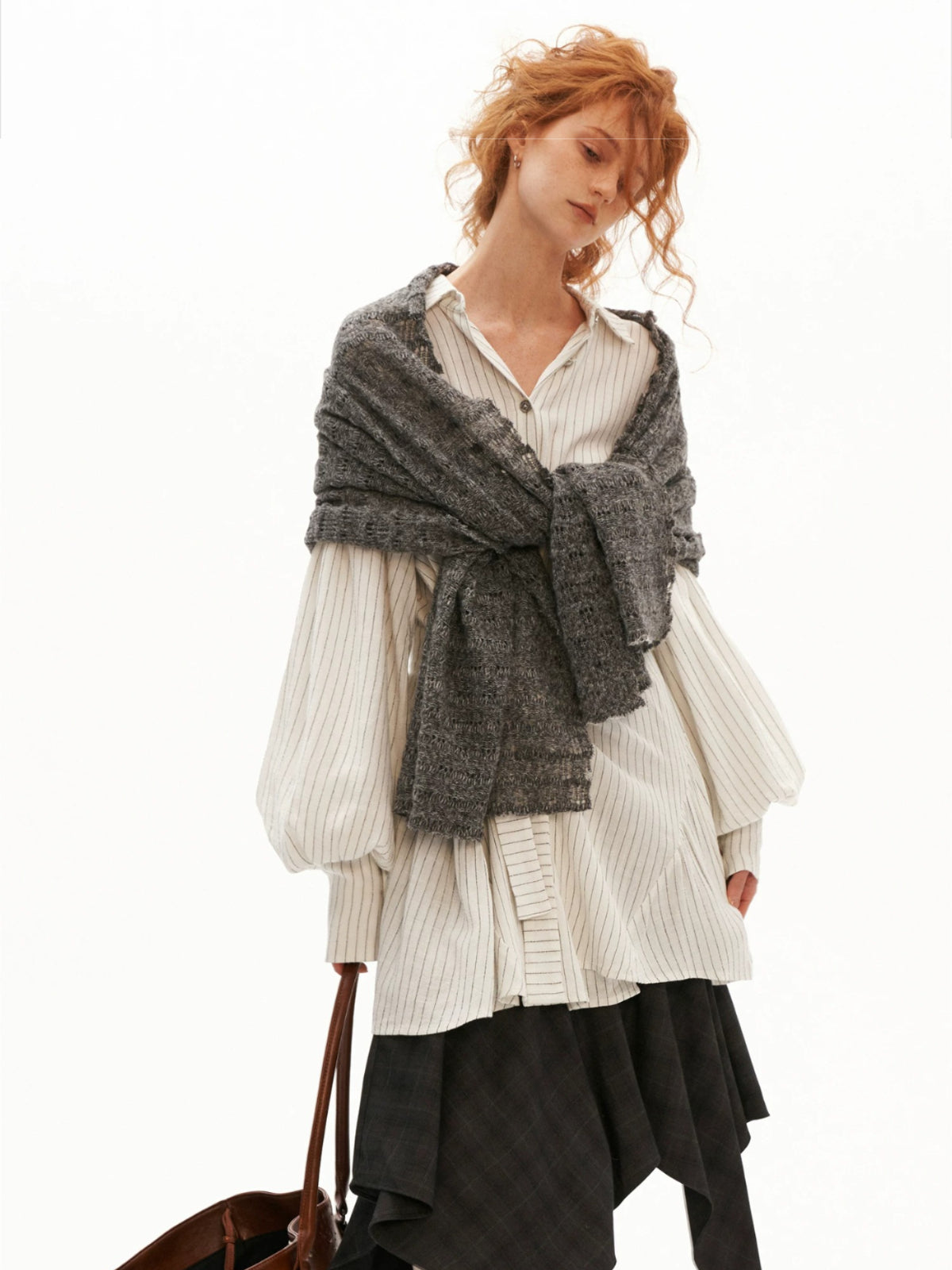 Striped Linen Tie Waist Long Shirt