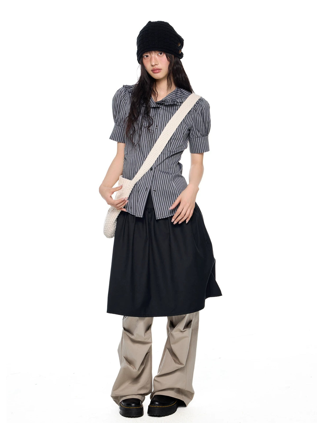 Striped Doll Collar Shirt