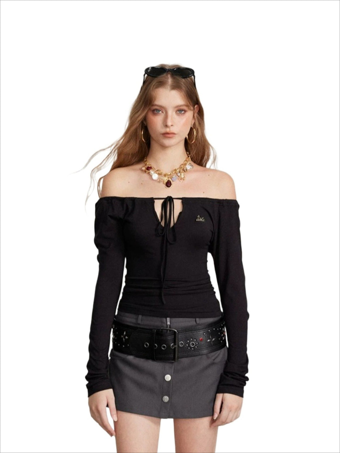 Convertible Tie Shoulder Long Sleeve Top