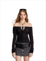 Convertible Tie Shoulder Long Sleeve Top