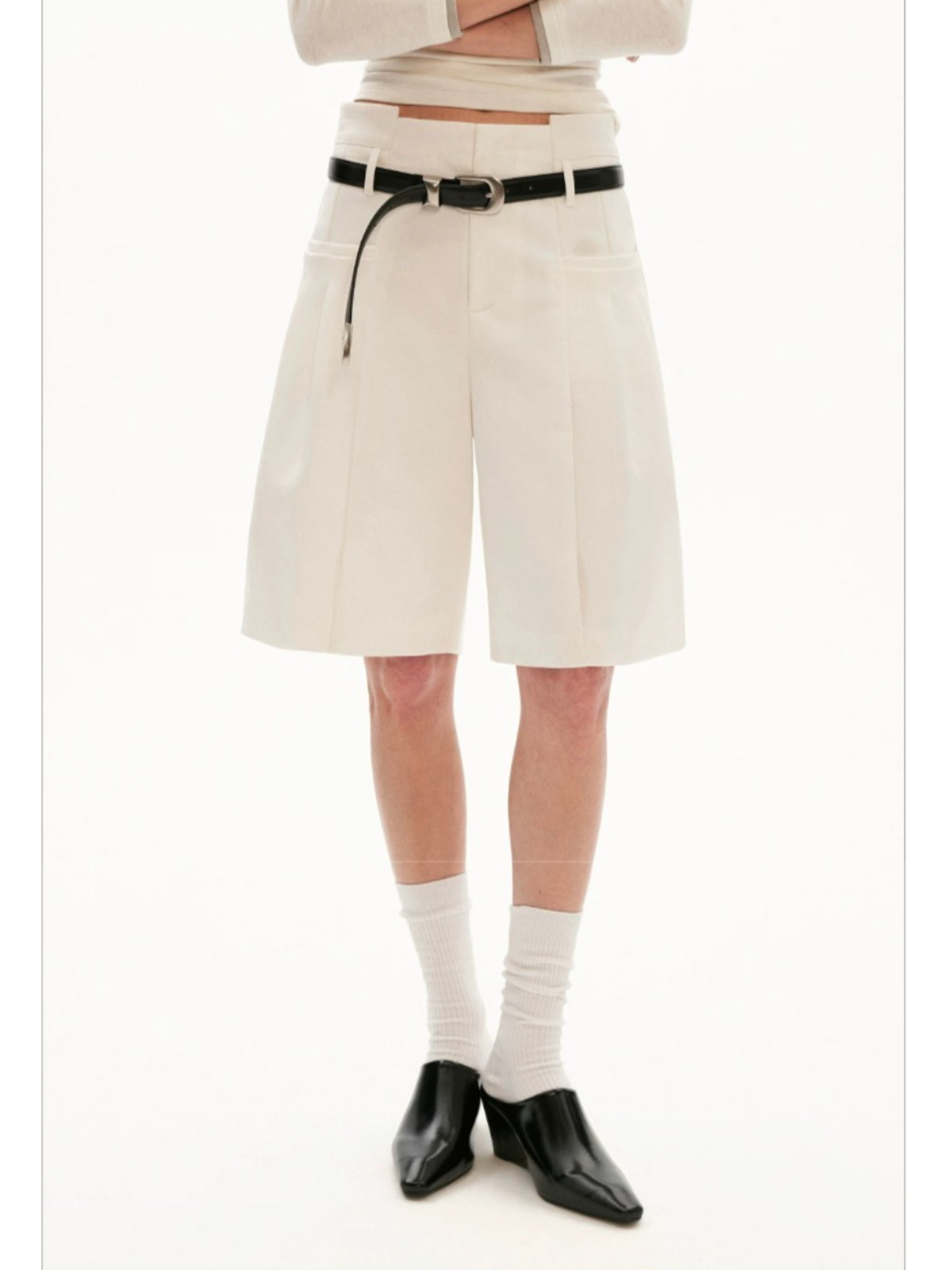 Tailored High Waist Bermuda Shorts
