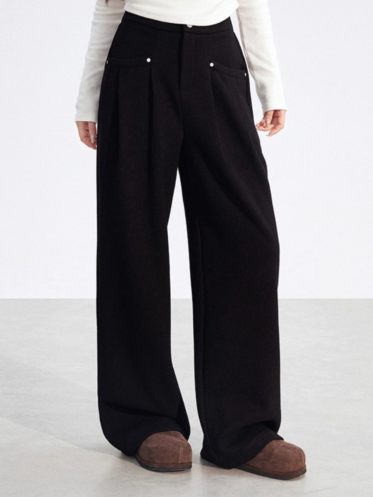Chenille Fleece Wide-Leg Pants