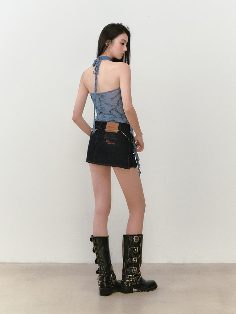 Ribbon-Flower Halter Vest