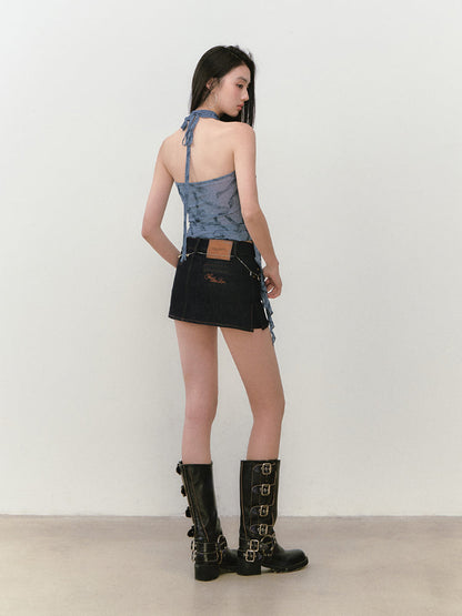 Ribbon-Flower Halter Vest