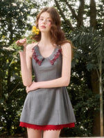 Cloud Neck Embroidered Dress