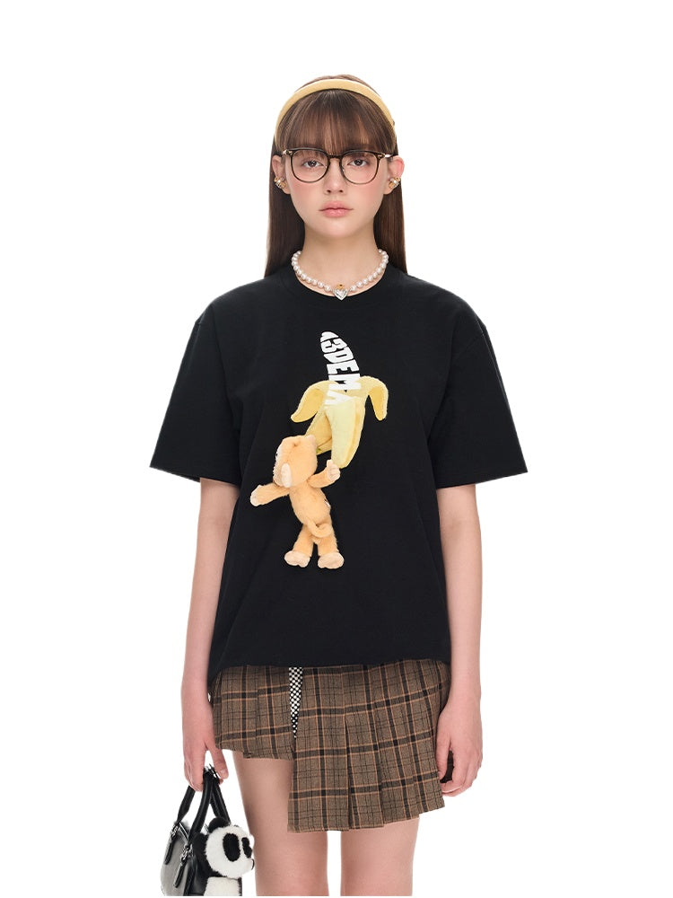 Monkey Bear Doll Banana Cotton T-shirt