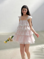 Pink Tulle Tiered Mini Dress