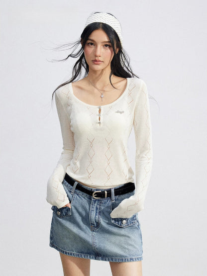 Ice Silk Hollow Knit Top