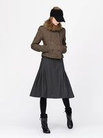 Wool Belted A Line Pleated Skirt
