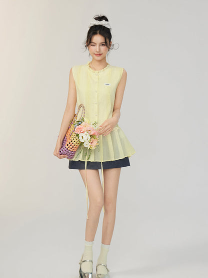 Lace-Up Waist Blouse