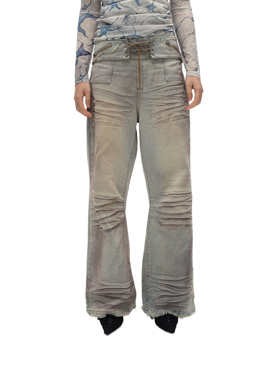 Vintage Grey Wide-Leg Jeans