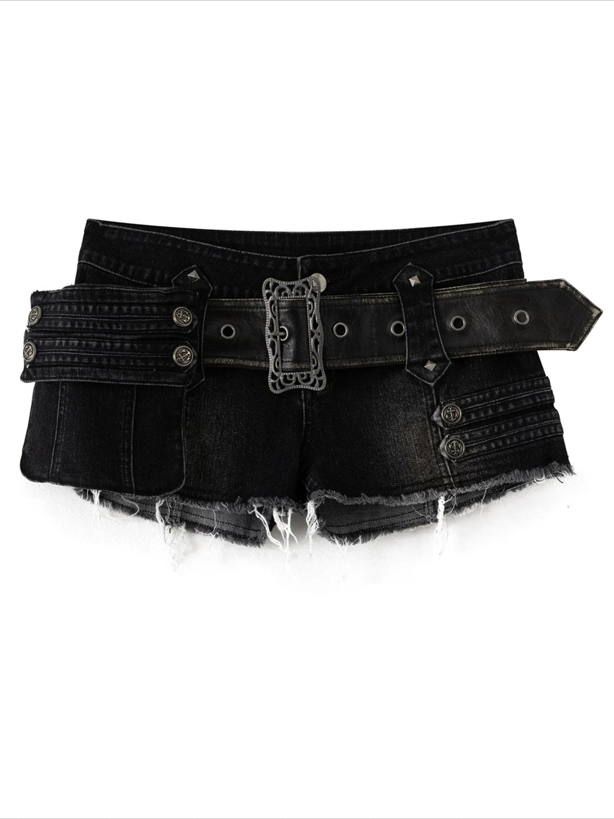 Leather Belt Denim Shorts