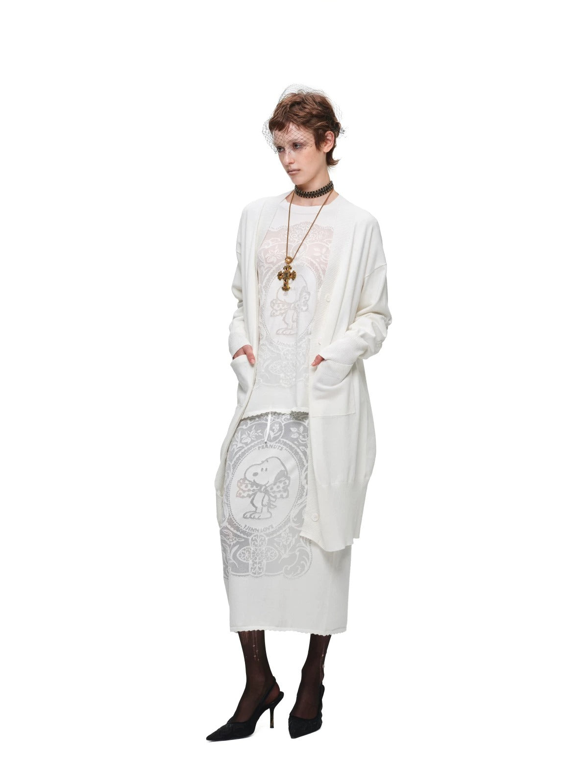 Burnout Knit Midi Skirt