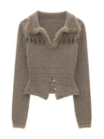 Recycled Airy Knit Collared Sweater