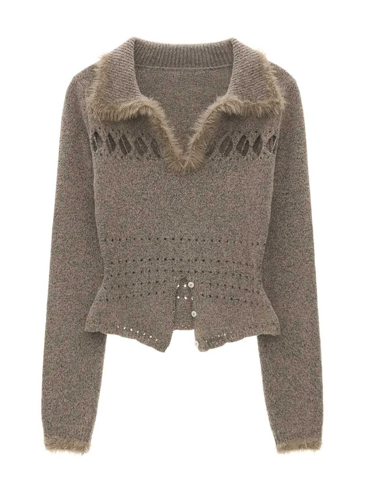 Recycled Airy Knit Collared Sweater