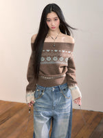 Fair Isle Color-Blocked Wool Blend Knit Top