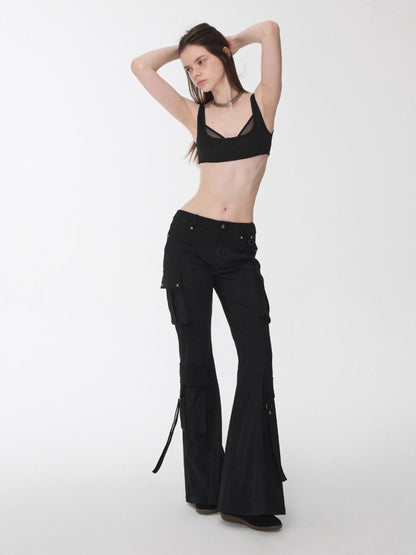 Suede Mesh Lace-Up Bralette