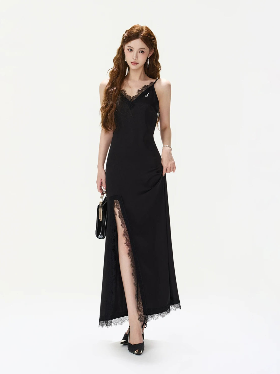 Black Lace V-Neck Dress