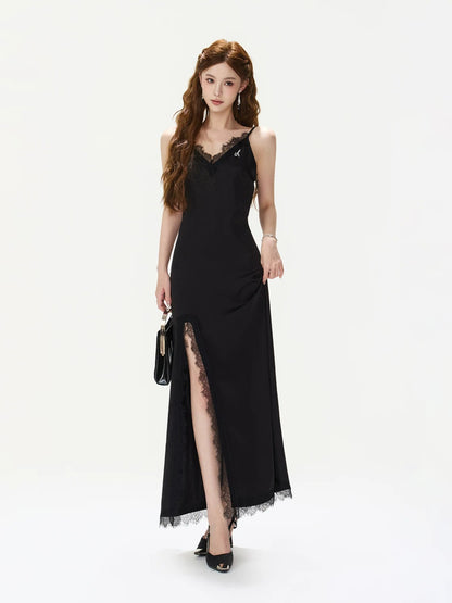 Black Lace V-Neck Dress