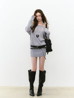Thin One-shoulder Oblique-shoulder Button Dress