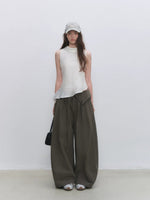 Lyocell Cotton Wide-Leg Casual Pants