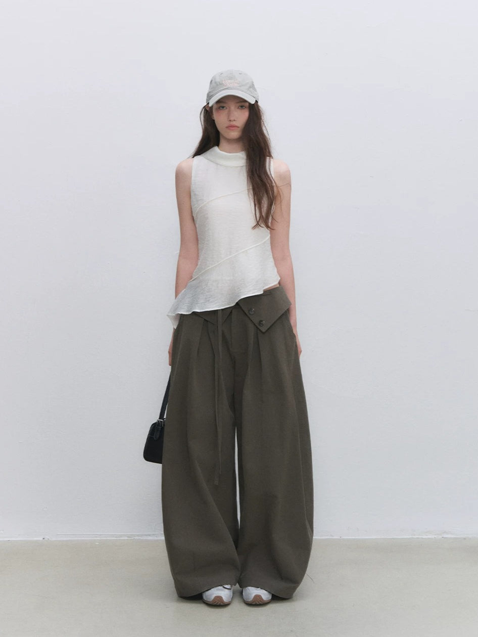 Lyocell Cotton Wide-Leg Casual Pants
