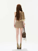 Beaded One-Shoulder Mesh Top