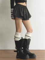 Drawstring Waist Flared Mini Skort