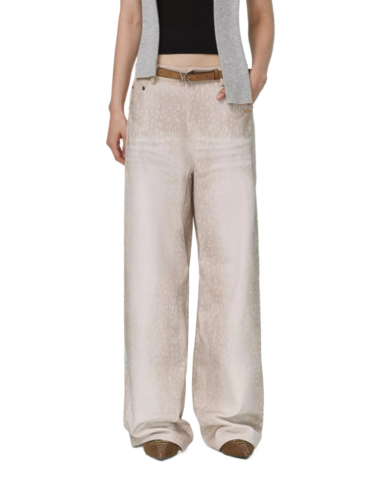 Deer Print Straight Leg Pants