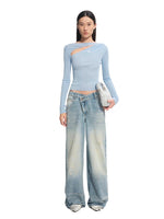 Leather-Trim Low-Rise Jeans
