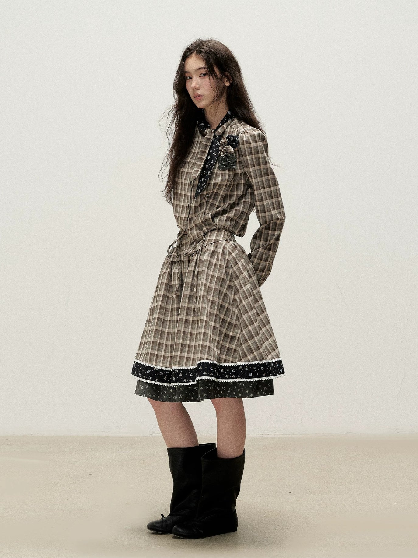 Plaid Shirt Skirt Set