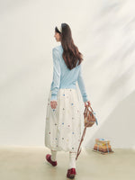 Lace Trimmed Crew Neck Knitted Cardigan Set