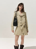 Sailor Collar Pleated Trench Coat