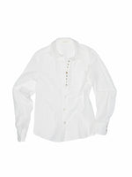 Solid Color Shell Button Fitted Shirt