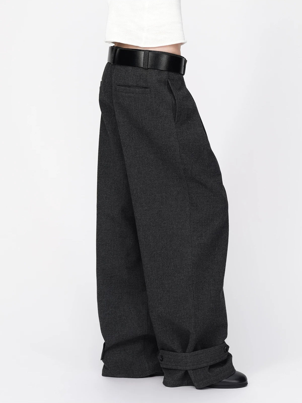 Wool Wide Leg Tailored Pants