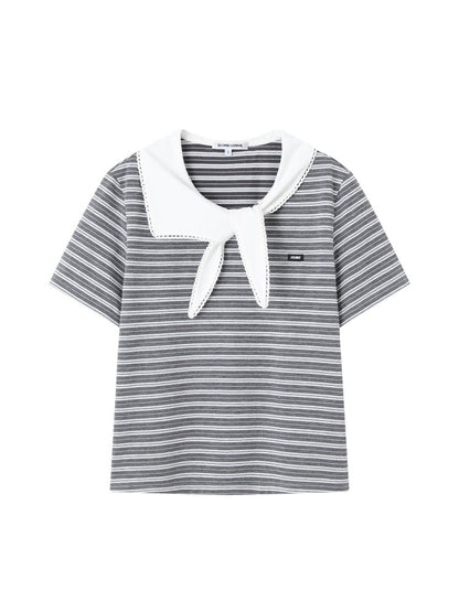 Tie Collar Stripe Tee