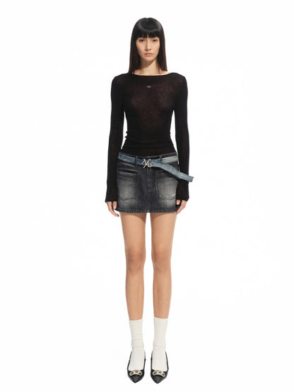 Wool Thin Crew-neck Long-sleeve Top