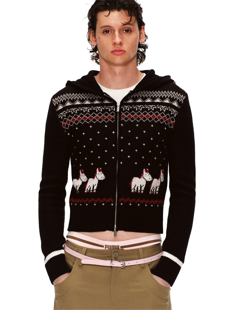 Merino Horse Knit Hoodie