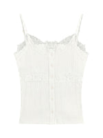 White And Blue Lace Trim Tank